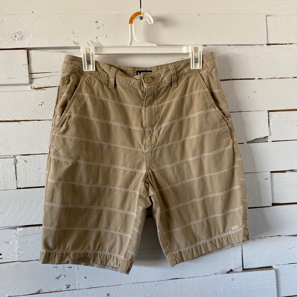 Mens Vans Shorts. Tan with white stripe. Size 30